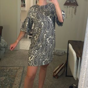 Grey and cream paisley dress